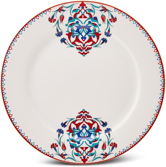 Karaca Nakkas 24-Piece Porcelain Dinner Set for 6 People Unique Design Crockery and Plates Daily and Special Occasions Chic and Elegant Table Service