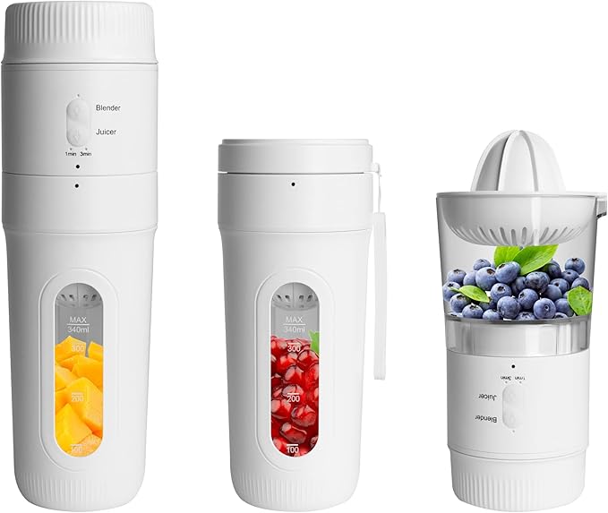 CLIVIA Portable Blender3 in 1 Fresh Juice BlenderPersonal Blender for Shakes and Smoothies12oz Juicer Cup with 4 Blades