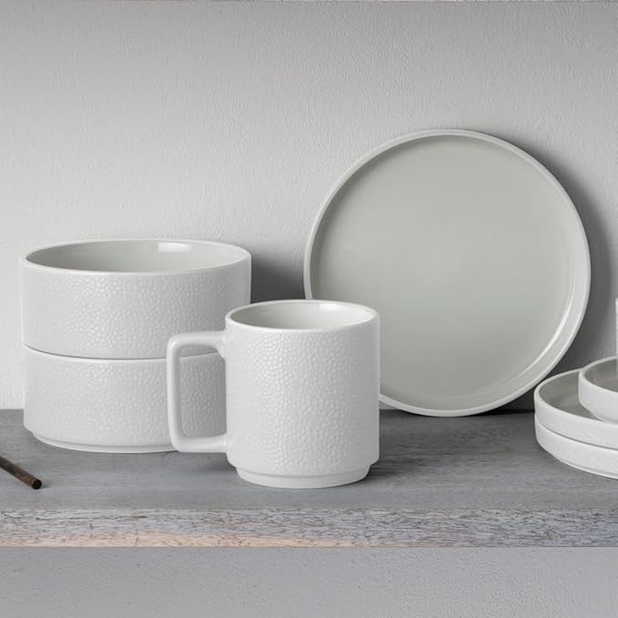 Noritake ColorTex Stone White 16-Piece Dinnerware Set Service for 4
