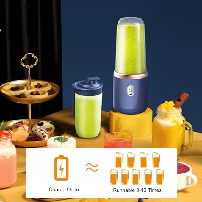 Portable Blender Wireless Personal Size Blender with 6 Sharp Blades Mini Fruit Juice Blender for Shakes and Smoothies