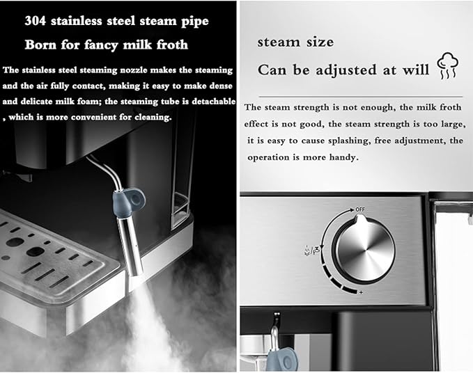 20 Bar Pump Espresso and Cappuccino Machine Italian coffee machine household small semi-automatic high pressure steam milk froth coffee machine stainless steel wire drawing body