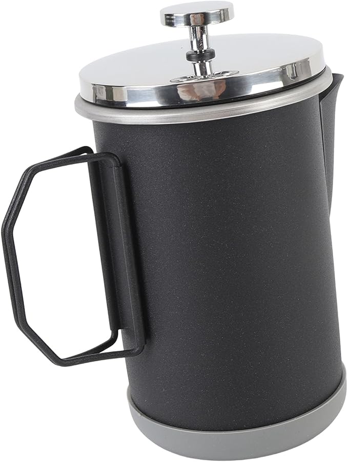 Stylish 304 Stainless Steel French Press Coffee Maker 1000ml Portable Hand Brewed Coffee Press Pot for Camping Simple Maintenance and Versatile Use (Black)