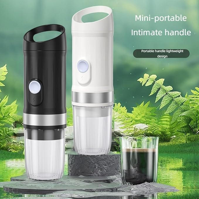 Portable Electric Espresso Machine Travel Coffee Maker for Camping Car Coffee Maker Self-Heating with USB-C With Ground Coffee &amp NES Capsule for RV Hiking Office(Black)