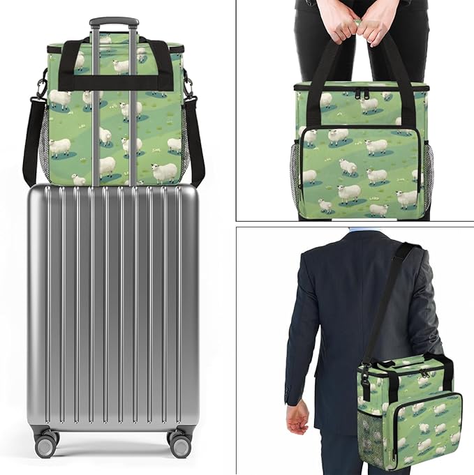 Cute Sheep Coffee Maker Carrying Bag Steppe Grasses Travel Storage Bag Compatible with K-Mini or K-Mini Plus Single Serve Coffee Brewer Carrying Case with Multiple Pockets &amp Shoulder Strap
