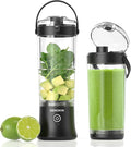 DENOKIN Portable Blender with Drinking Lid 16oz Cordless Blender for On-the-Go Rechargeable via USB-C Black