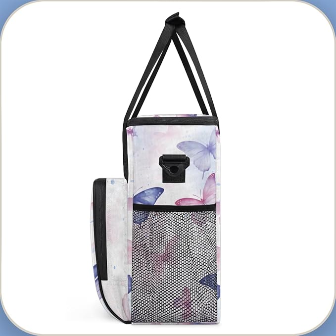 Abstract Butterfly Coffee Maker Carrying Bag Retro Butterfly Travel Storage Bag Compatible with K-Mini or K-Mini Plus Single Serve Coffee Brewer Carrying Case with Multiple Pockets &amp Shoulder St