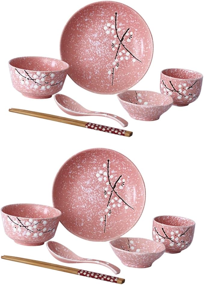 GLEAVI 12-Piece Japanese Ceramic Dinnerware Set Elegant Cutlery Kit Sturdy Porcelain Tableware for Home Use for Dining and Entertaining