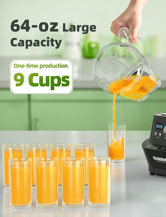 Nuwave Infinity Commercial Blender Heavy-Duty Smoothie Blender w/ 2.5HP Copper Motor &amp Laser-Cut Blades Last 100 Years Quick Ice Crushing 64oz Tritan Jar NSF Certified 10 Speeds Self-Cleani