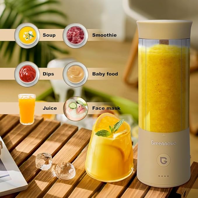 Portable Blender 500ml Personal with 6 Sharp Blades Rechargeable 5000mAh 18000-22000rpm Power for Shakes &amp Smoothies BPA Free for Kitchen Office Gym Hiking (cyan)