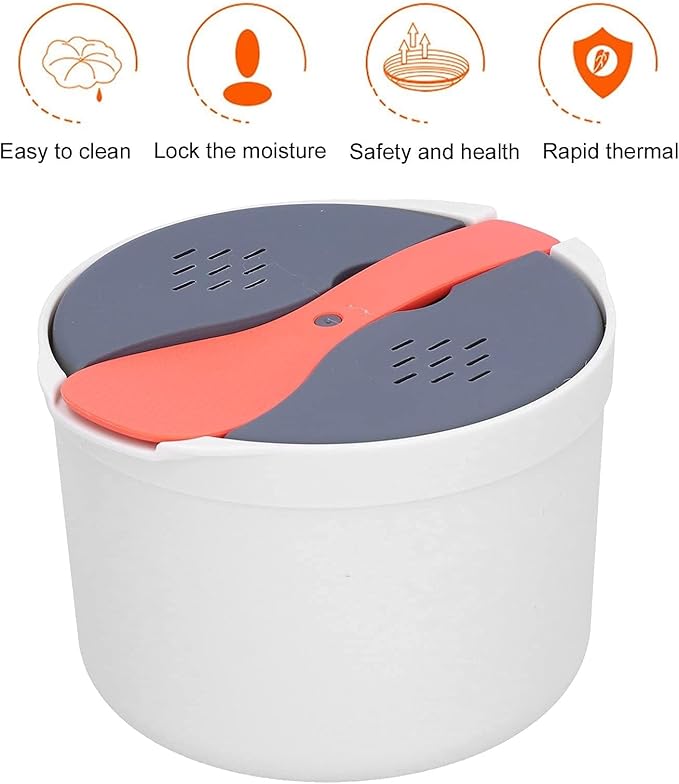 Microwave Rice Cooker 2-Layer Microwave Vegetable Steamer Non-stick 2L Rice Steamer &amp Pasta Cooker With Strainer Dishwasher Safe Microwave Steamer For Pasta Potatoes Vegetables(Orange)