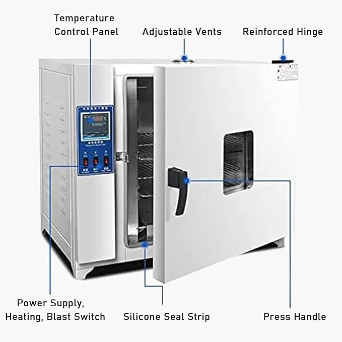 Digital Drying Oven Forced Air Convection 600W Temperature Range 5-300°C Ideal for Drying and Heat Treatment 0s