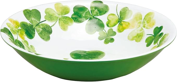 UPware 12 Piece Shamrocks Melamine Dinnerware Sets Outdoor Dishes Set Plates and Bowls Sets St. Patrick's Day Decorations Service for 4 Green