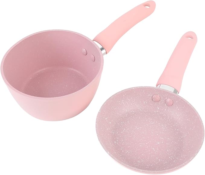 Pots and Pans Set Non Stick Aluminum Alloy Cookware Set with Even Heating Frying Pan and Soup Pot for Electric Ceramic Stove Small Kitchens