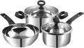 Vinod Stainless Steel Induction Friendly Trento Cookware set-3-Pieces Saucepan (16cm/1.5 Litre) 1- Piece Saucepot (20 cm/ 3 Litre) 1- Piece Deluxe kadai(20 cm/ 1.5 Litre)