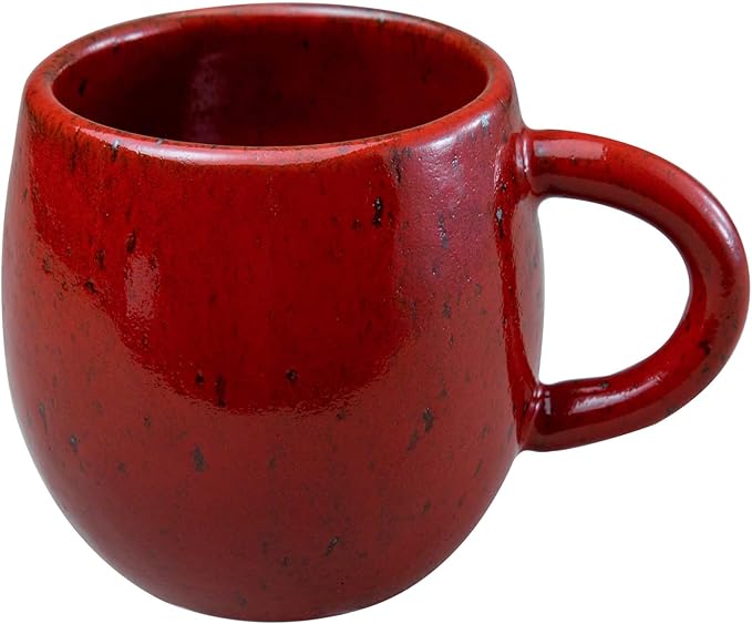 Asayu Japan Ceramic Coffee Pour Over Maker Set in Chrome Red Slow Brewing Paper Filter Holder and Dripper with 3 Holes for Coffee and Tea (Accessory Ceramic Mug)