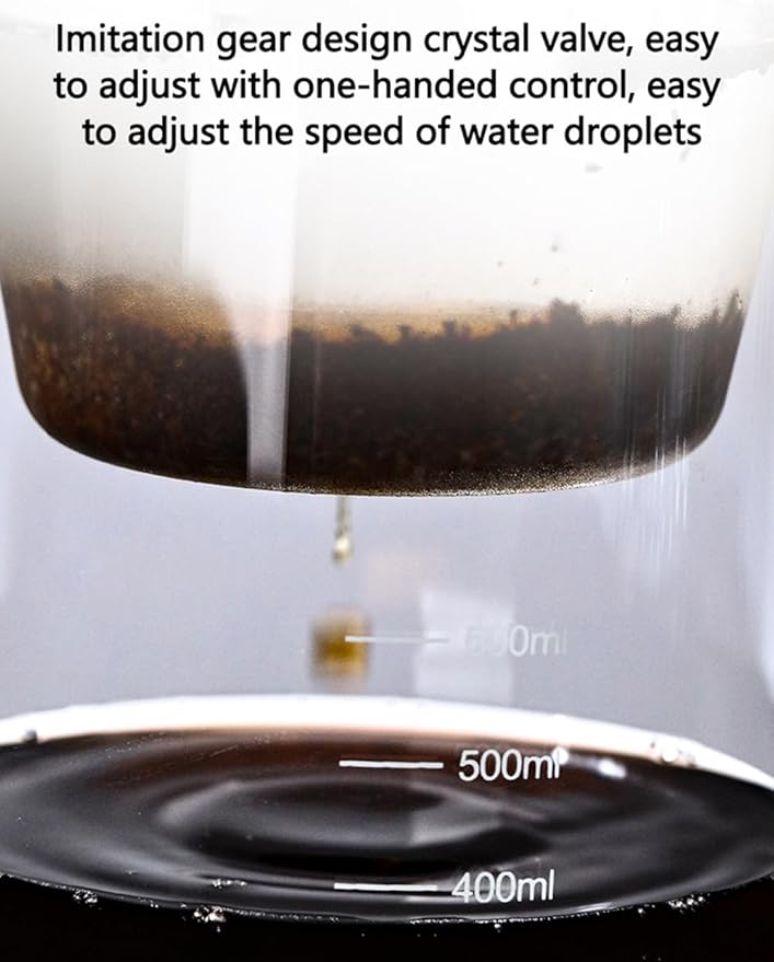 Ice Cold Brew Coffee Maker 600ml/20oz Borosilicate Glass Dripper Iced Coffee Brewer with Adjustable Water Flow