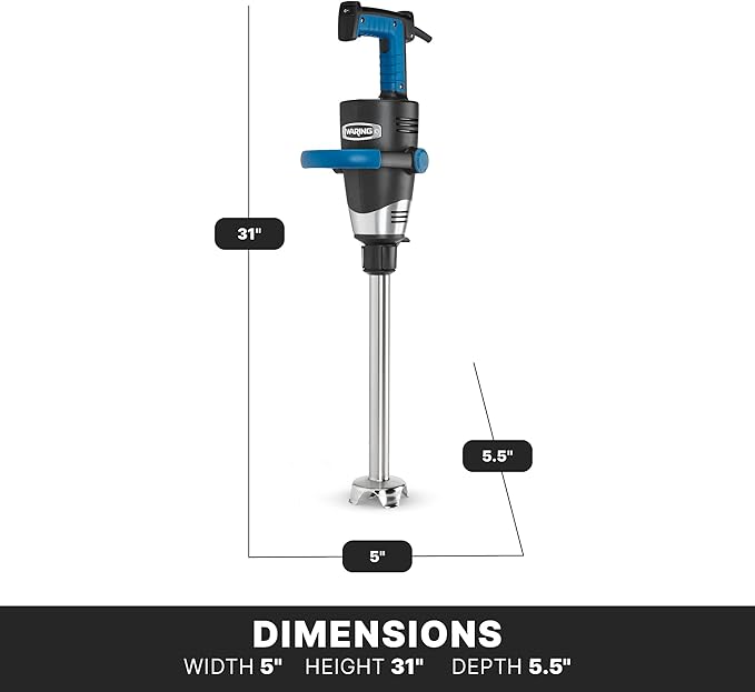 Waring EVOX 16 Big Stik Immersion Blender 1.5 HP Variable Speed 25-Gallon Capacity for Sauces Dressings Marinades &amp Soups WSB600X