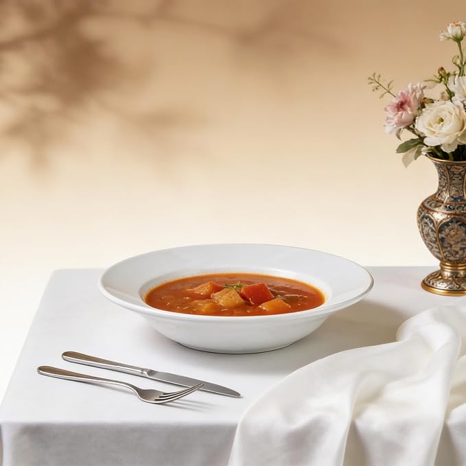 Stoneware Wide Rim Commercial Grade Dinnerware Bright White Soup/Pasta Bowl 9 Capacity 10oz Case of 24