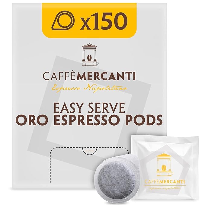 Caffe Mercanti ESE (Easy Serve Espresso) Oro Italian Coffee Pods in Filter Paper - 44mm 150 Pods - Italiano Caffe Filter Paper - Non-GMO