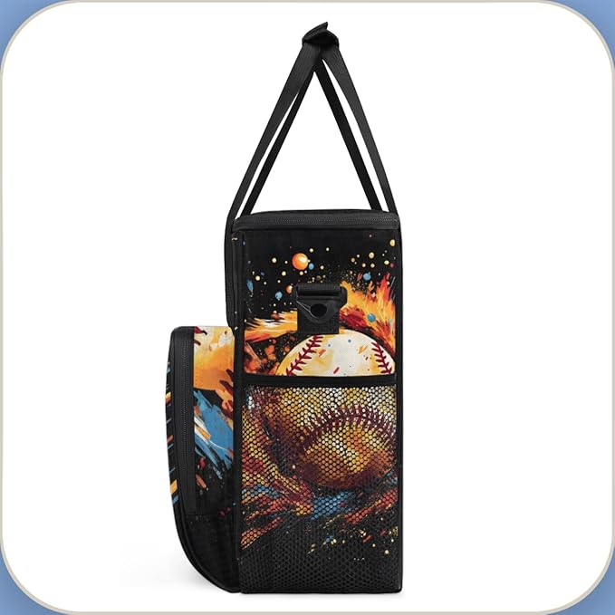 Watercolor Baseball Coffee Maker Carrying Bag Colorful Baseball Travel Storage Bag Compatible with K-Mini or K-Mini Plus Single Serve Coffee Brewer Carrying Case with Pockets &amp Shoulder Strap