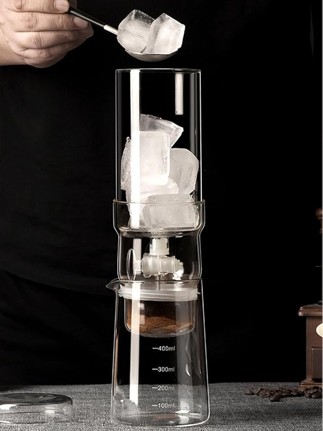 13.5OZ Cold Brew Coffee Maker High Borosilicate Glass Ice Drip Coffee Brewer Adjustable Outlet Drip Speed Constant Pressure Brewing
