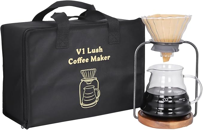 SOTECH Pour Over Coffee Dripper Set Filter Holder Glass Server with Paper Coffee Filters Manual Stand for Tea and Saffron