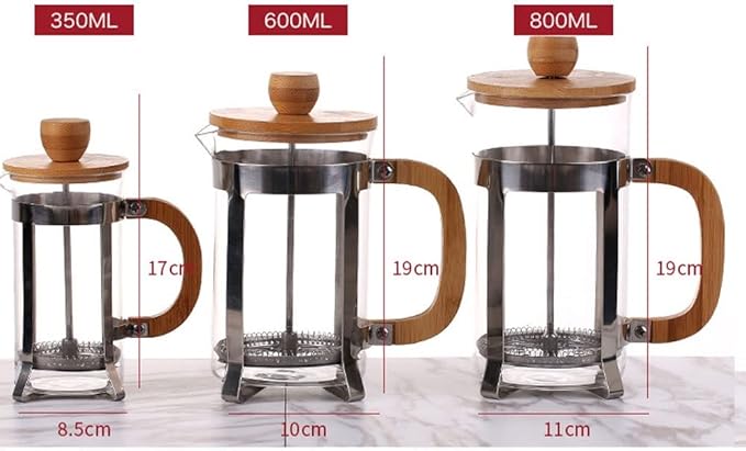 French Press Coffee &amp Tea Maker Heat Resistant Borosilicate Glass Coffee Press Bamboo Handle Small Coffee Maker Durable Easy Clean 100% BPA Free 800ML (Size : 350ml)