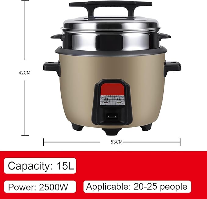 Commercial Large Capacity Rice Cooker with Food Steamer/Non-Stick Inner Potfor RestaurantHotelCanteen(15L)