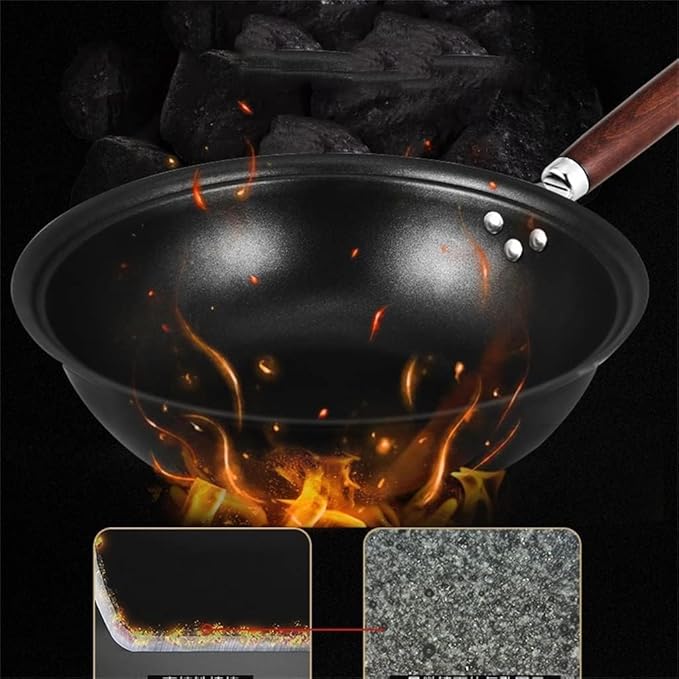 RUVOO Cookware Set Pots and Pans 3Pcs Cookware Set Wok Soup Pot Glass Lid Frying Pan Wrought Iron Non-Stick Cooking Pot Set Kitchen Kitchen Cooking Set