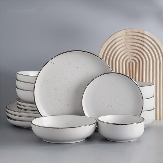 Elegant 16 PCS Ceramic Dianerware Set - Pink Blue &amp White Plates and Bowls | Service for 4 | 4 Dinner Plates 4 Side Plates 4 Rice Bowls 4 Soup | Stylish Everyday &amp Special Occasion Dining