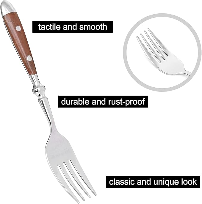 Silverware Set For 8 with Two Rivets Vintage 40-Piece Everyday Flatware Set with Wood Grain Bakelite Handle Stainless Steel Cutlery Set Dishwasher Safe Knives Spoons and Forks Set