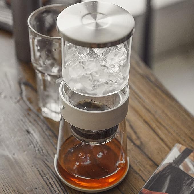 Habiba Iced Drip Coffee Maker Portable Cold Brew Coffee Maker 500 Mesh Filter Siphon Coffee Maker Home Office Coffee Maker with Adjustable Free Dripper Reusable