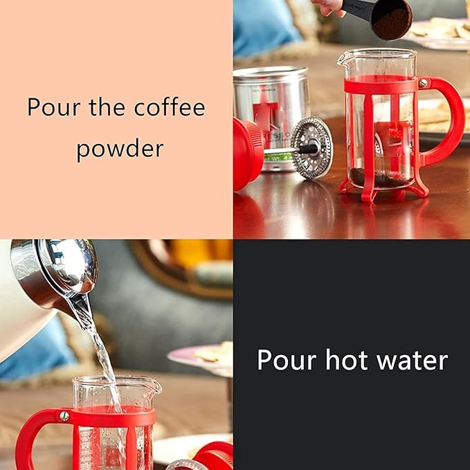 Press Coffee Maker Coffee Press CaffettiereCoffee Maker Coffee and Tea Maker Stainless Steel Manual Coffee Makers For Home Steel Coffee Press with 3 Filters - No Residue - Heat Resistant Borosil