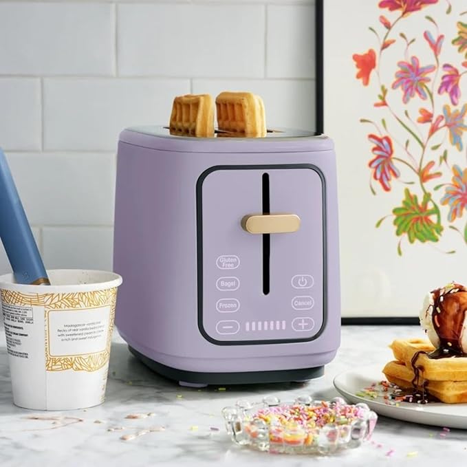 2 Slice Toaster Touch-Activated Display Extra Wide Slots Bagel Function Stainless Steel Kitchen