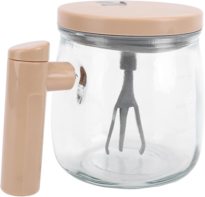 Electric Self Stirring Mug 400ml Lightweight Glass Automatic Stirring Coffee Mug Self Mixing with Removable Rod and Lid Handle for Home Office Use