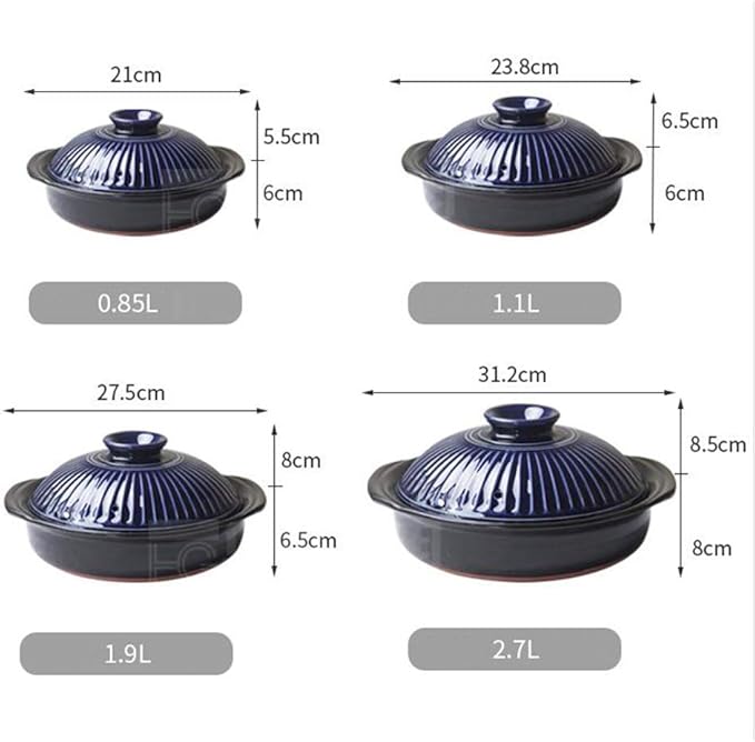 Pots Set Japanese Hot PotClay Rice CookerRound Ceramic CasseroleHeat-Resistant Earthenware Rice PotSlow Stew PotStovetop Ceramic CookwareStockpot