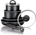 Moneta GEA Minispace Battery 6 Pieces with Removable Handle 100% Recycled Aluminium Also for Induction. Made in Italy