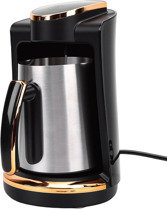 Turkish Coffee Maker Stainless Steel 550W 250ML Single Cup Turkish Coffee Machine for Home Office Travel (US Plug 110V)
