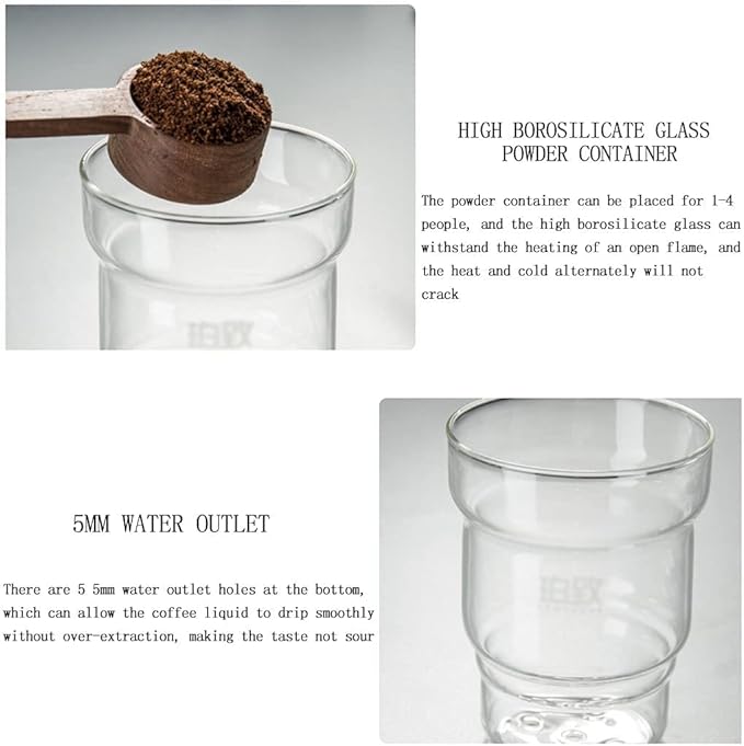 Habiba Iced Drip Coffee Maker Modern Cold Brew Coffee Maker 13.5oz/400ML Iced Drip Coffee Maker Coffee Maker with Adjustable Dripper ＆ Stainless Steel Filter Reusable