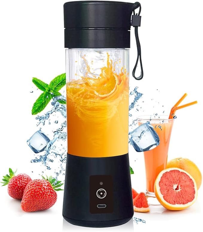 Portable Blender for Shakes and Smoothies Single Serve Travel Fruit Juicer Cup with 2000mAh USB Rechargeable Battery Small Electric Mini Blender with 6 Blades One Button (Pink)