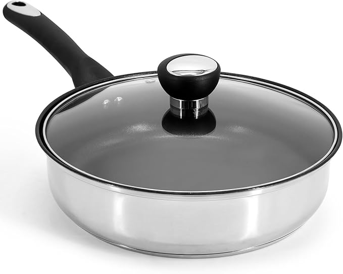 10 Piece Stainless Steel Belly-Shaped Cookware and Nonstick Utensil Set Dishwasher Safe Pots and Pans with Saute Pan Dutch Oven Saucepan and Kitchen Tools