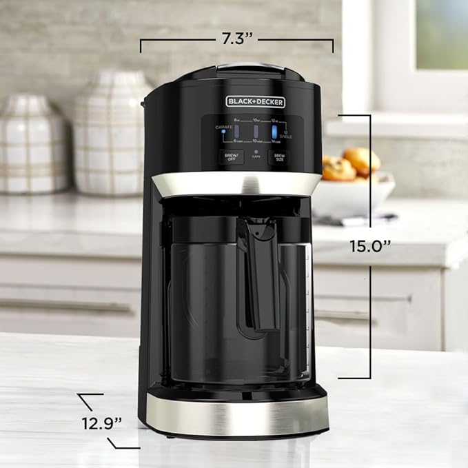 Black+Decker Dual Brew 14-Cup Carafe Single Serve Coffee Maker with Auto-Clean Function Compact Design K-Cup &amp Reusable Ground Filter Compatible with 70 oz. Water Reservoir &amp Fast Brew Techn