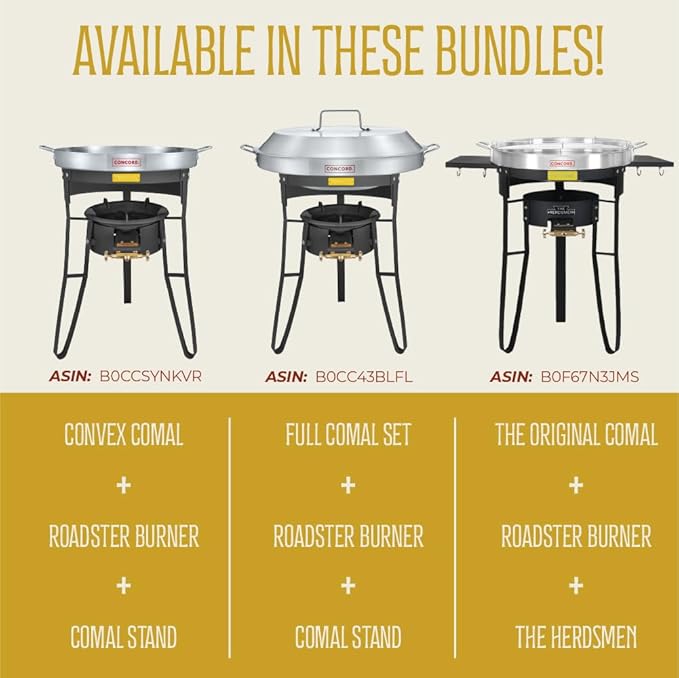 CONCORD Stainless Steel 3 Piece 22 Comal Cookware Set. Comales Discada Set