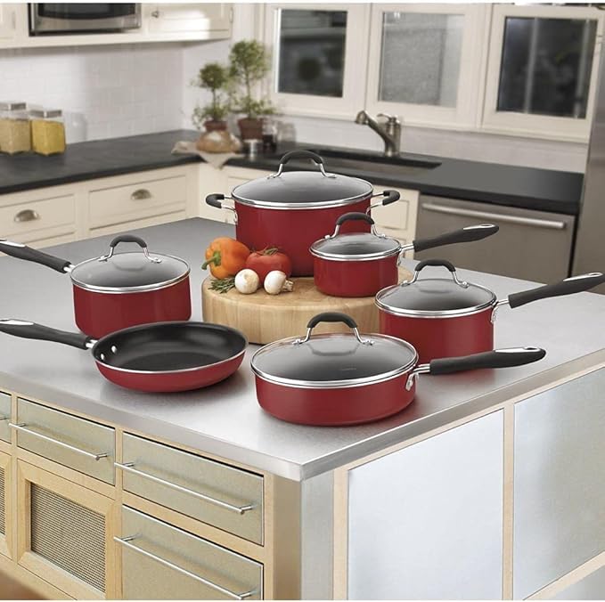 Cuisinart 55-11R 11-Piece Set Advantage Nonstick Cookware Red