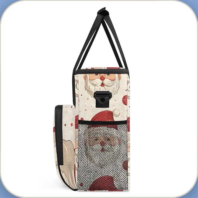 Retro Santa Claus Coffee Maker Carrying Bag Portable Travel Storage Tote Bag Compatible with K-Mini or K-Mini Plus Single Serve Coffee Brewer Carrying Case with Multiple Pockets &amp Shoulder Strap