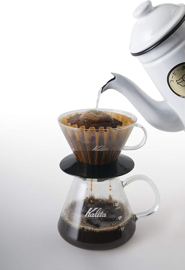 Kalita Wave Pour Over Coffee Dripper Size 185 Makes 16-26oz Single Cup Maker Heat-Resistant Glass Patented &amp Portableblack
