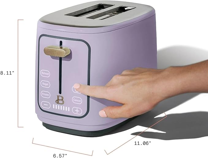 Smart Kitchen Toaster with Touch Interface and Preset Modes Advanced Two-Slice Toaster with Wide Slots and 7 Browning Levels (Lavender)