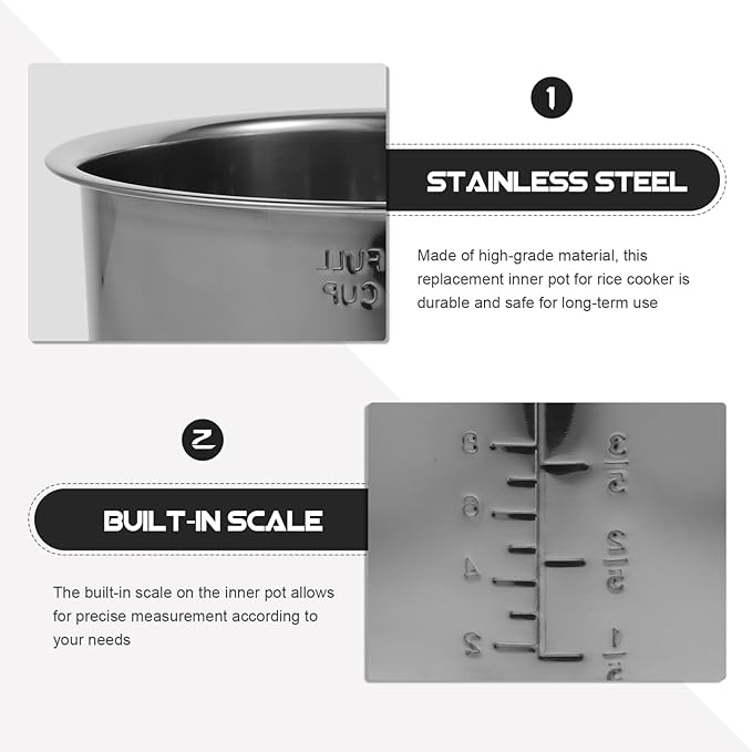 Kichvoe Stainless Steel Cookware Stainless Steel Inner Cooking Pot 5L Rice Cooker Liner Pot Electric Pressure Cooker Pot Silver Portable Electric Cooker