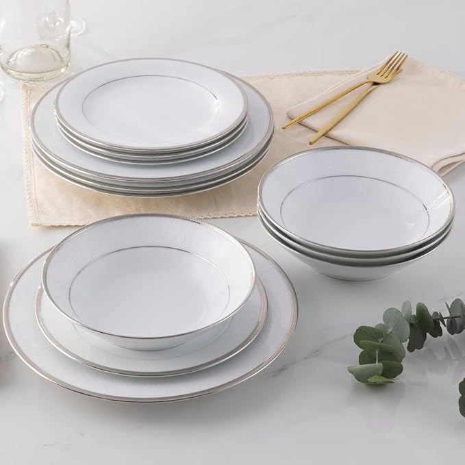 Noritake Regina Platinum 12-Piece Dinnerware Set Service for 4