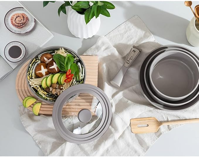 Hanssam Titanium coating hands free organic Pot Cookware Set of 5P Gray